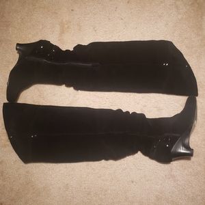 Black Suede Over The Knee Boots